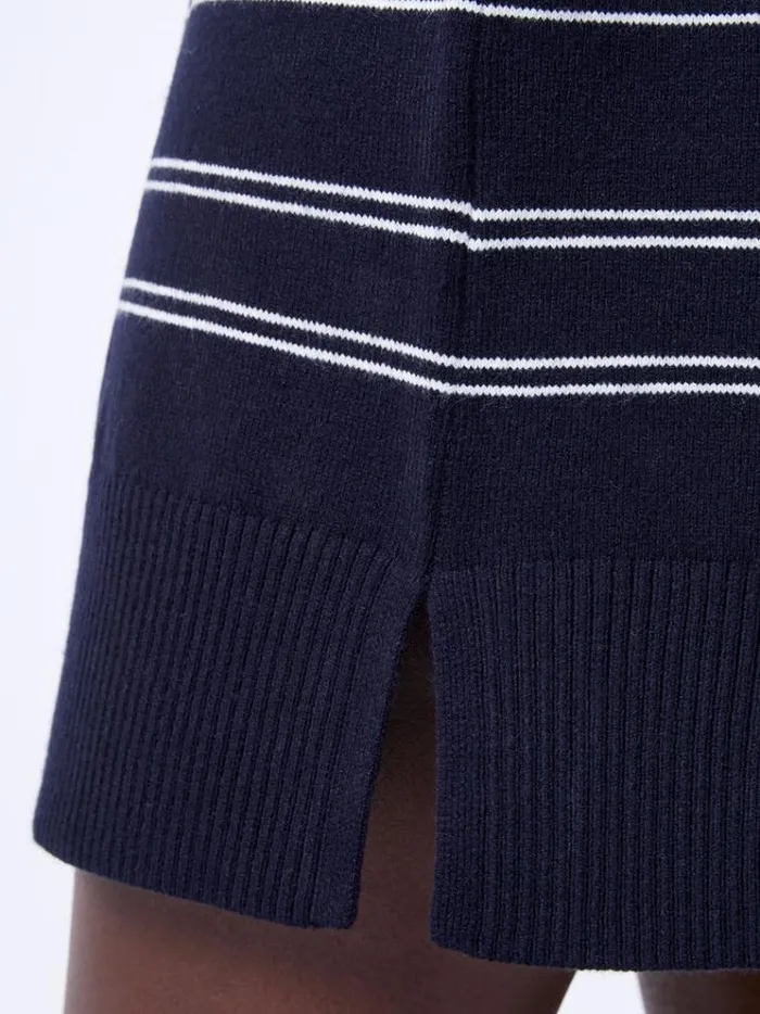 French Connection Dresses Babysoft Striped Roll Neck Mini Dress Dk Navywinter White 8211 Woman