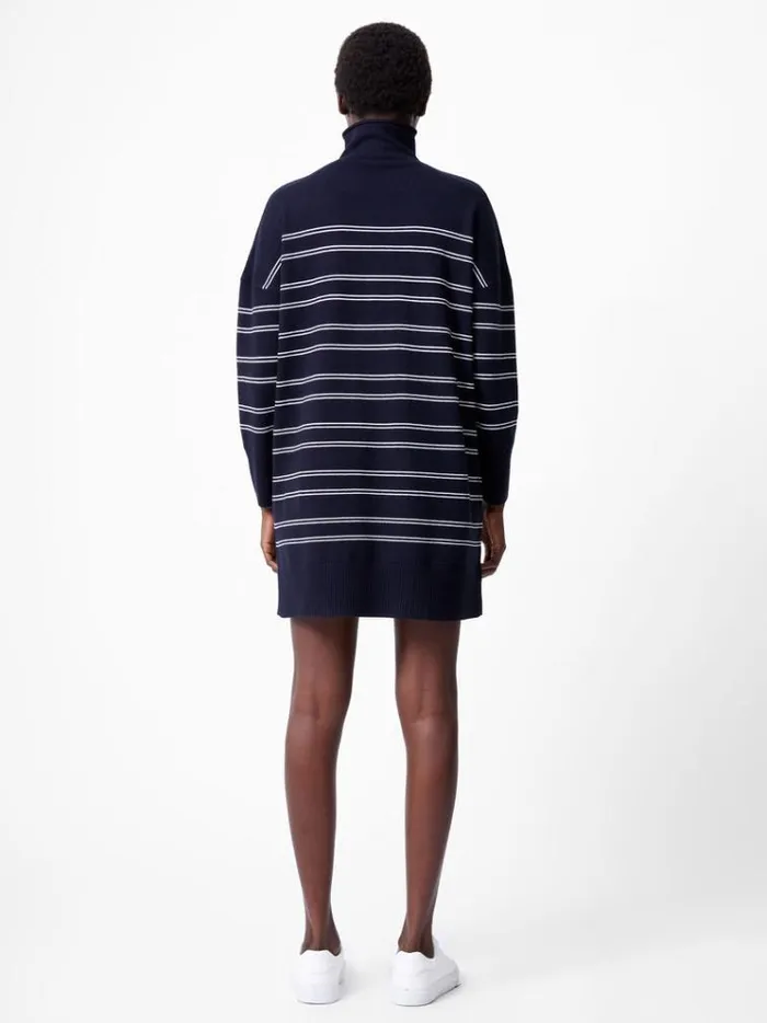 French Connection Dresses Babysoft Striped Roll Neck Mini Dress Dk Navywinter White 8211 Woman