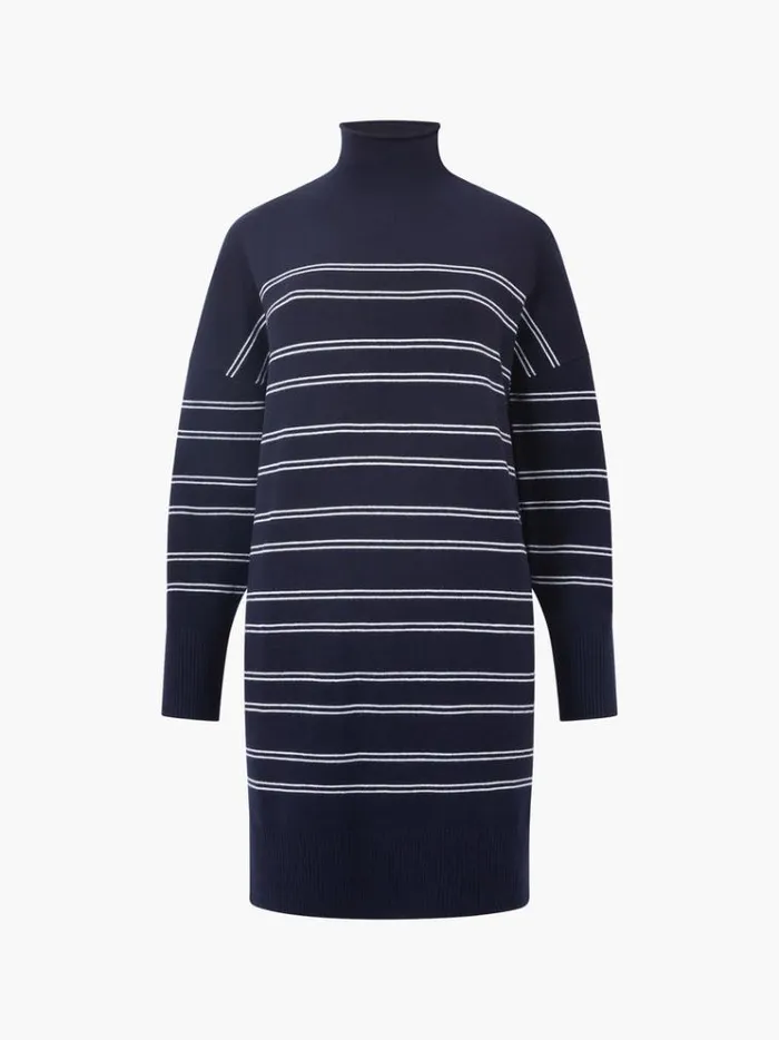 French Connection Dresses Babysoft Striped Roll Neck Mini Dress Dk Navywinter White 8211 Woman