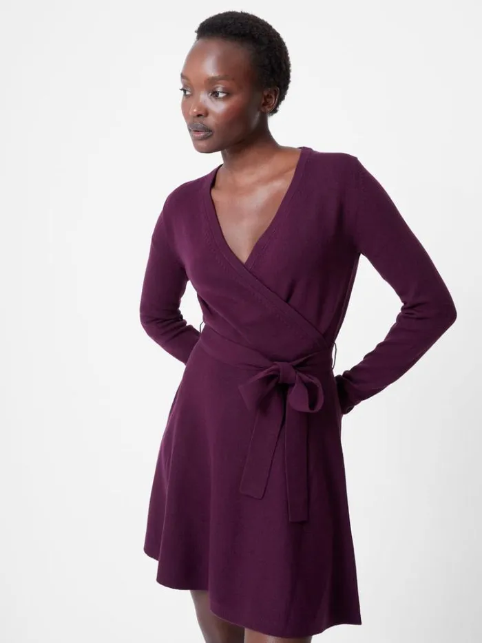 French Connection Dresses Babysoft Wrap Mini Dress Blackberry 8211 Woman