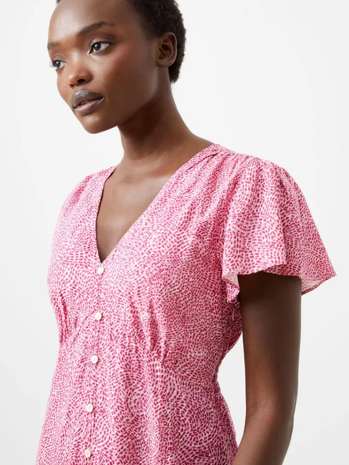 French Connection Dresses Bernice ButtonThrough Midi Dress Sea Pink 8211 Woman