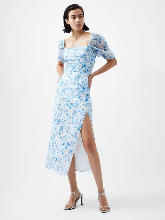 French Connection Dresses Catrina Crinkle Ruched Dress Summer Whiteblue 8211 Woman French Connection Dresses Catrina Crinkle Ruched Dress Summer Whiteblue 8211 Woman