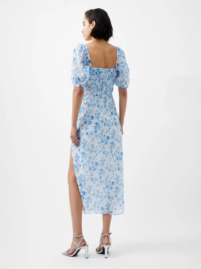 French Connection Dresses Catrina Crinkle Ruched Dress Summer Whiteblue 8211 Woman