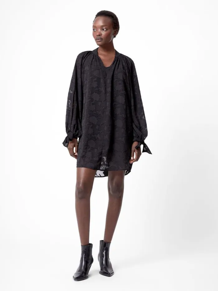 French Connection Dresses Devore Boho Mini Dress Black 8211 Woman
