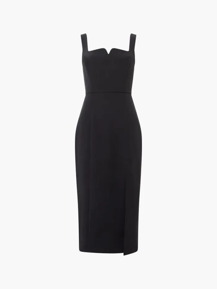 French Connection Dresses Echo Crepe Neck Detail Midi Dress Blackout 8211 Woman