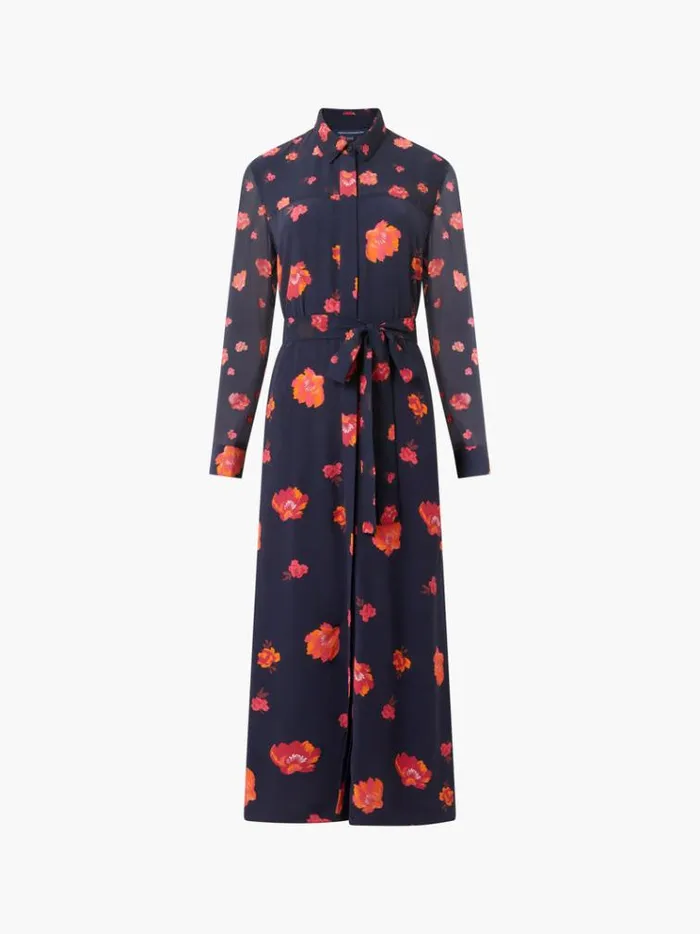 French Connection Dresses Ella Eco Rose Long Sleeve Shirt Dress Marine Multi 8211 Woman