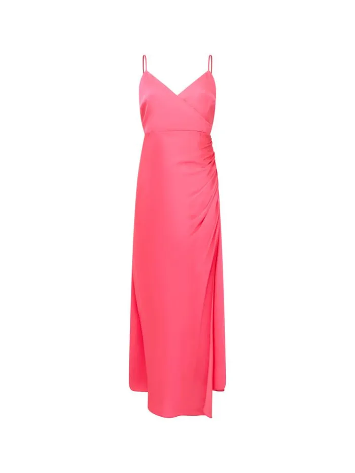 French Connection Dresses Ennis Eco Satin Slip Midi Dress Azalea 8211 Woman