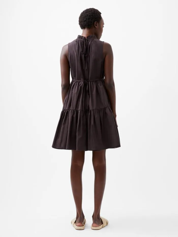 French Connection Dresses Era Poplin Sleeveless Mini Dress Chocolate Torte 8211 Woman