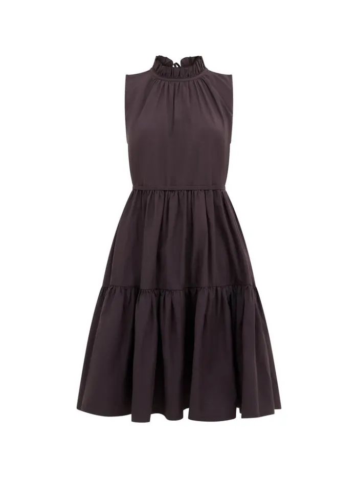 French Connection Dresses Era Poplin Sleeveless Mini Dress Chocolate Torte 8211 Woman