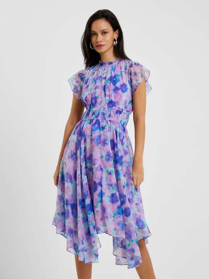 French Connection Dresses Gretha Crinkle Recycled Dress Sheer Lilac 8211 Woman