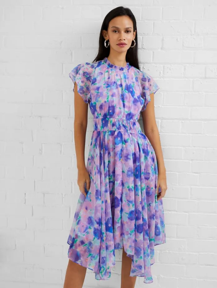 French Connection Dresses Gretha Crinkle Recycled Dress Sheer Lilac 8211 Woman