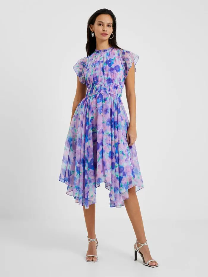 French Connection Dresses Gretha Crinkle Recycled Dress Sheer Lilac 8211 Woman