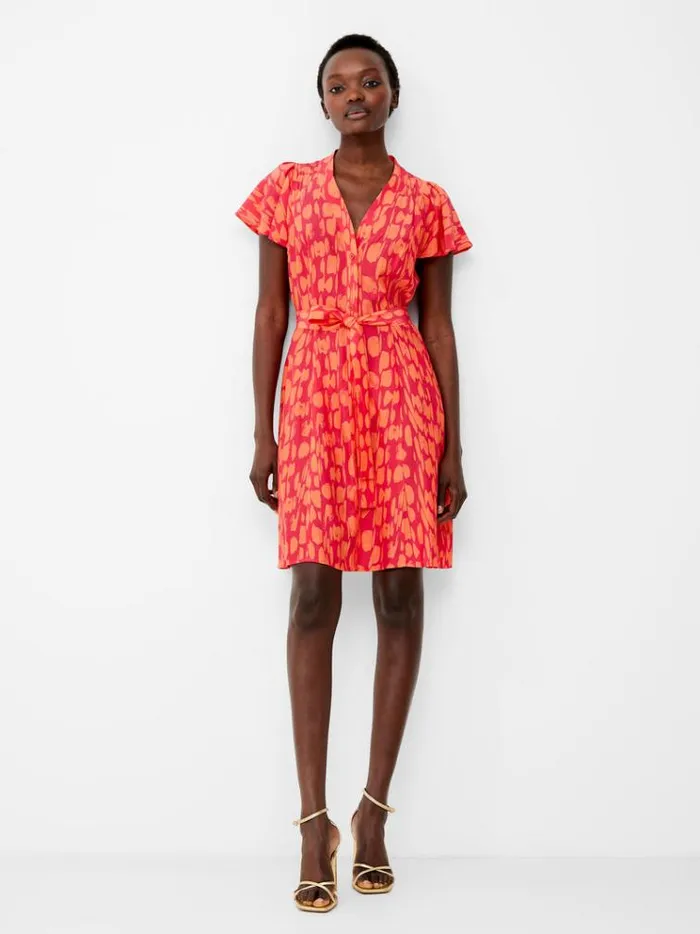 French Connection Dresses Islanna Crepe Short Sleeve Dress Coralazalea 8211 Woman
