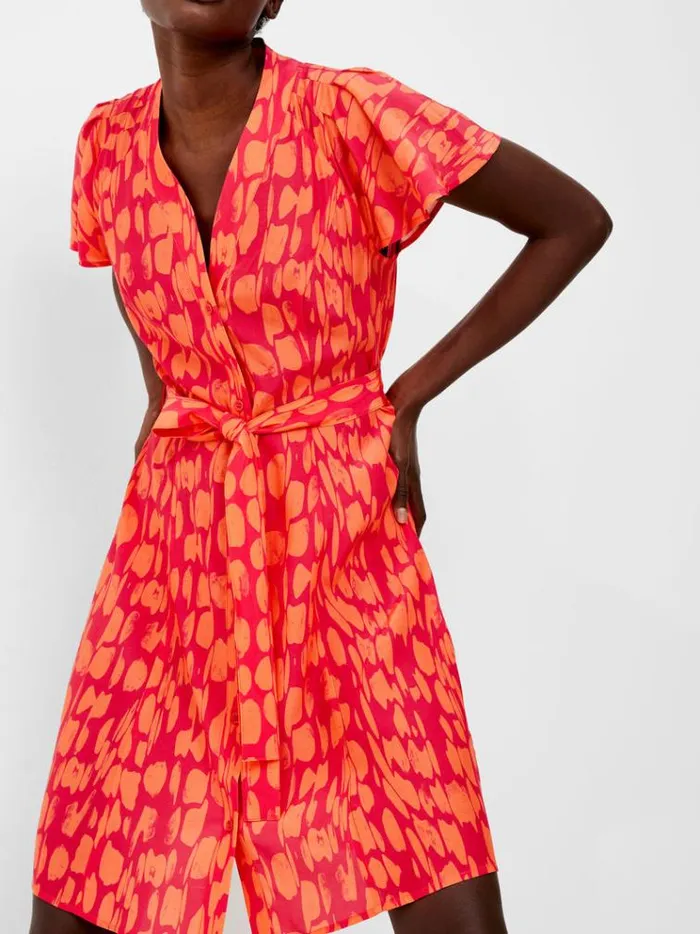 French Connection Dresses Islanna Crepe Short Sleeve Dress Coralazalea 8211 Woman