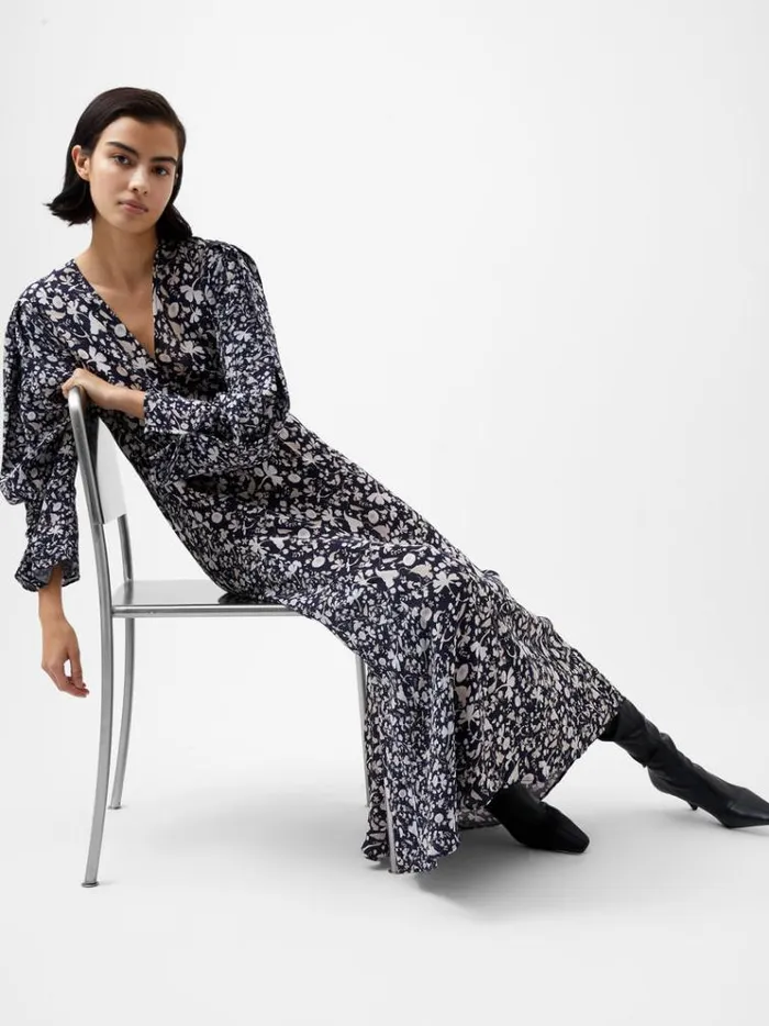 French Connection Dresses Jeannie Chiara Drape Midi Dress Utility Bu Multi 8211 Woman French Connection Dresses Jeannie Chiara Drape Midi Dress Utility Bu Multi 8211 Woman