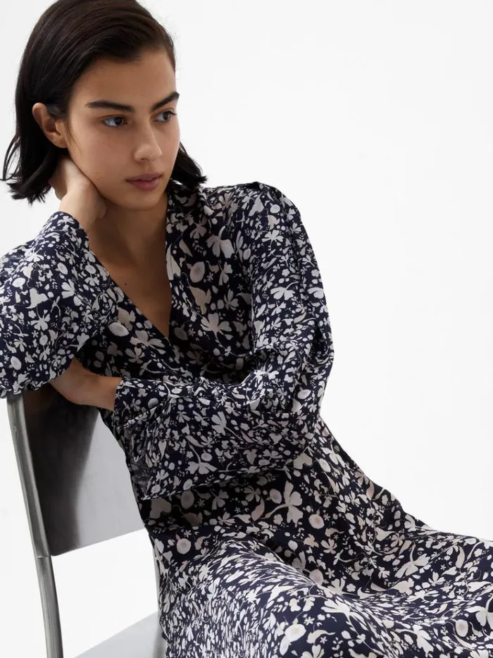 French Connection Dresses Jeannie Chiara Drape Midi Dress Utility Bu Multi 8211 Woman
