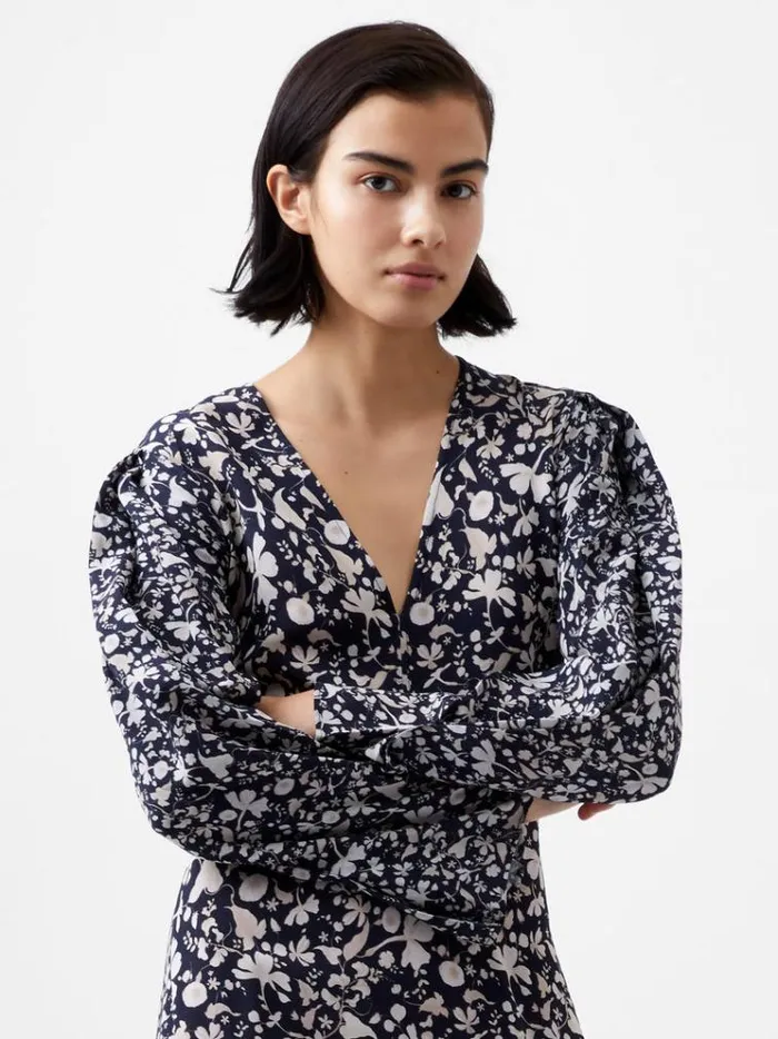 French Connection Dresses Jeannie Chiara Drape Midi Dress Utility Bu Multi 8211 Woman