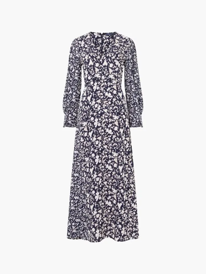 French Connection Dresses Jeannie Chiara Drape Midi Dress Utility Bu Multi 8211 Woman