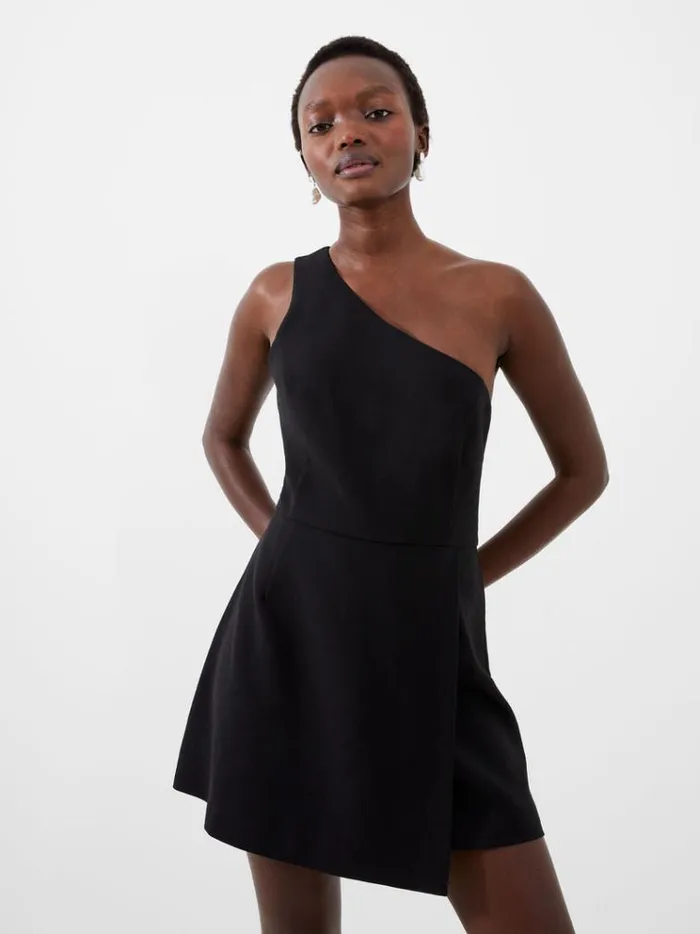 French Connection Dresses One Shoulder Tiered Mini Dress Black 8211 Woman
