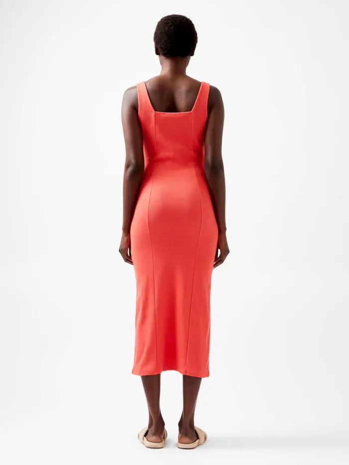 French Connection Dresses Rassia Rib Square Neck Midi Dress Cayenne 8211 Woman