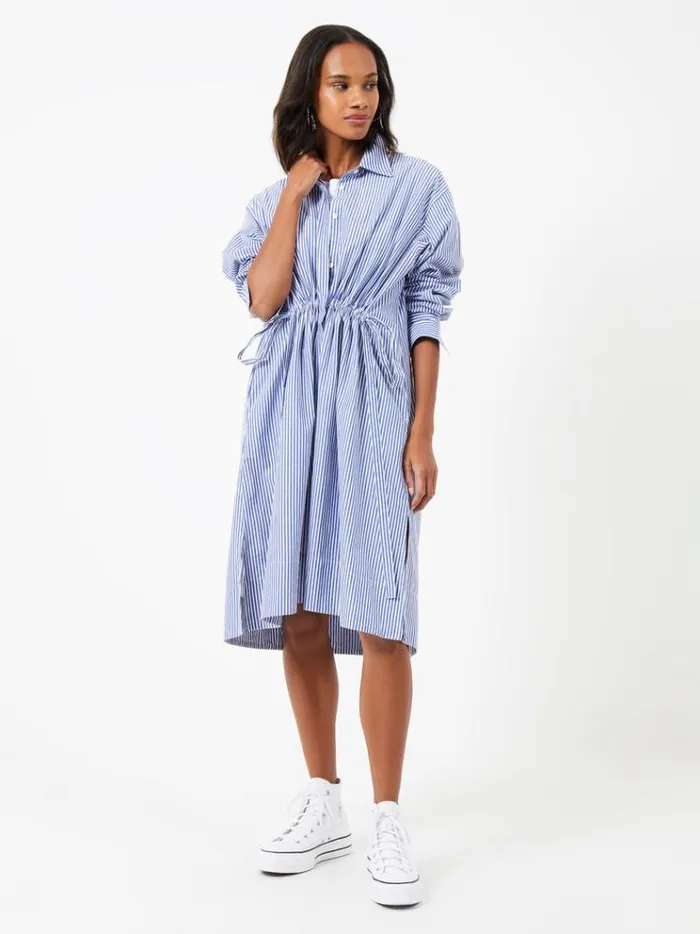 French Connection Dresses Rhodes Stripe Poplin Shirt Dress Linen Whitemarine 8211 Woman French Connection Dresses Rhodes Stripe Poplin Shirt Dress Linen Whitemarine 8211 Woman