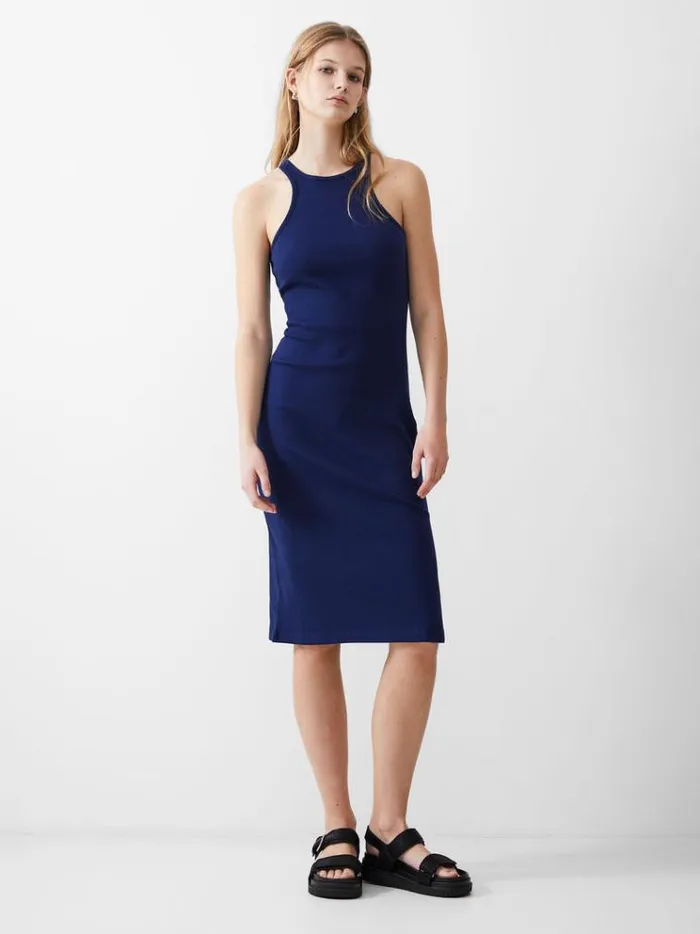French Connection Dresses Ribbed Racer Dress Dk Navy 8211 Woman
