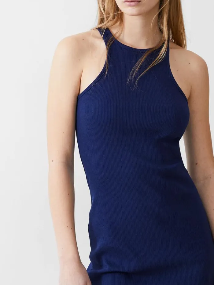 French Connection Dresses Ribbed Racer Dress Dk Navy 8211 Woman