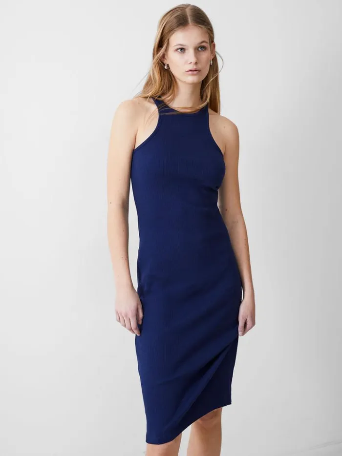 French Connection Dresses Ribbed Racer Dress Dk Navy 8211 Woman