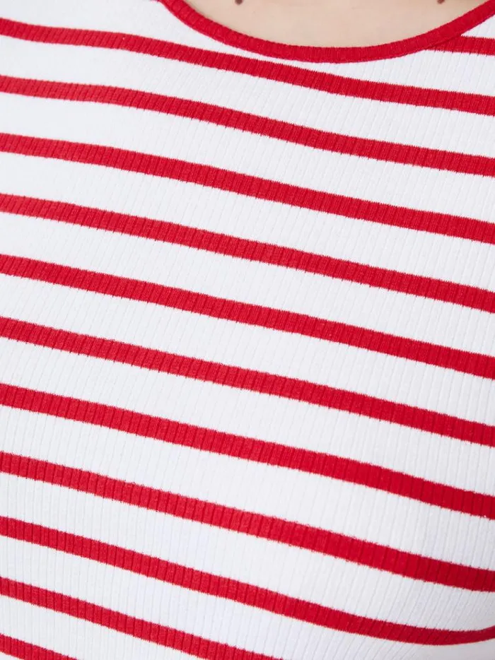 French Connection Dresses Stripe Rib Dress Poppywhite 8211 Woman