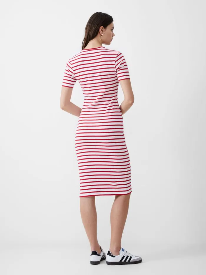 French Connection Dresses Stripe Rib Dress Poppywhite 8211 Woman