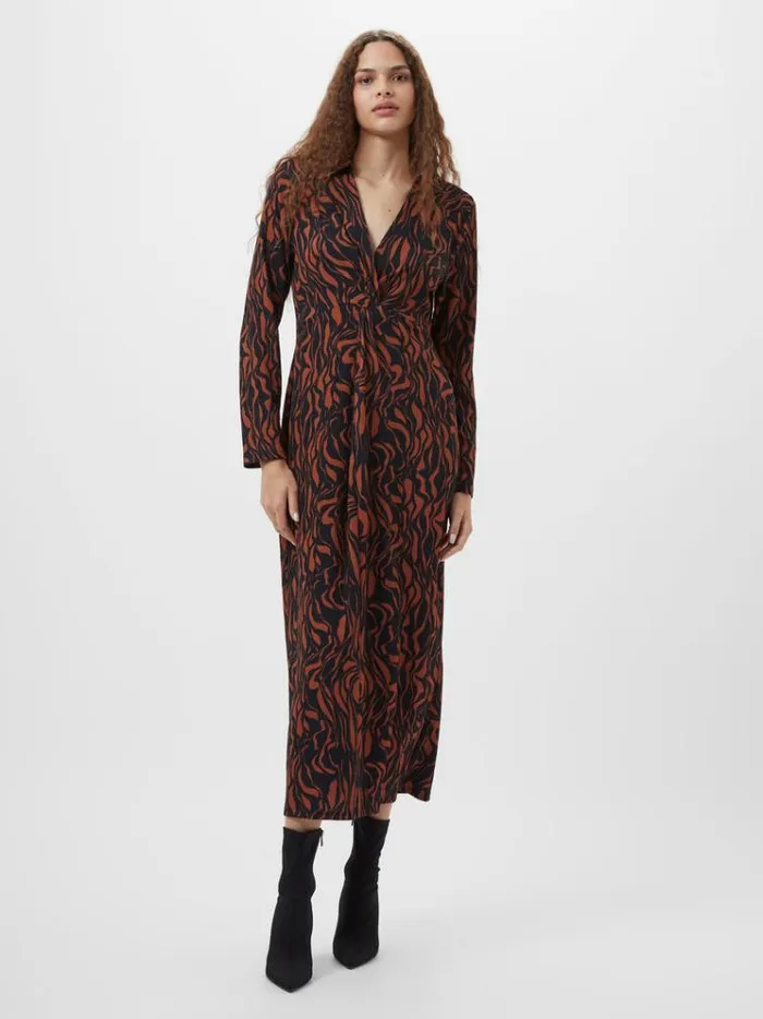 French Connection Dresses Zaria Textured Abstract Print Long Sleeve Dress Blackbrown 8211 Woman French Connection Dresses Zaria Textured Abstract Print Long Sleeve Dress Blackbrown 8211 Woman