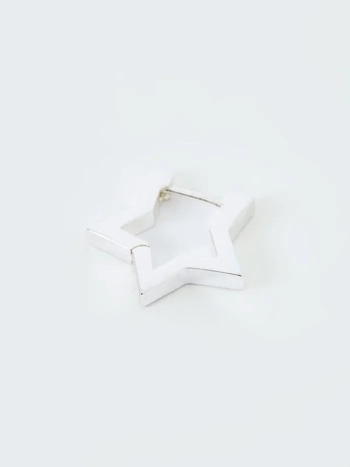 French Connection Jewellery Chunky Star Hoop Earrings Silver 8211 Woman