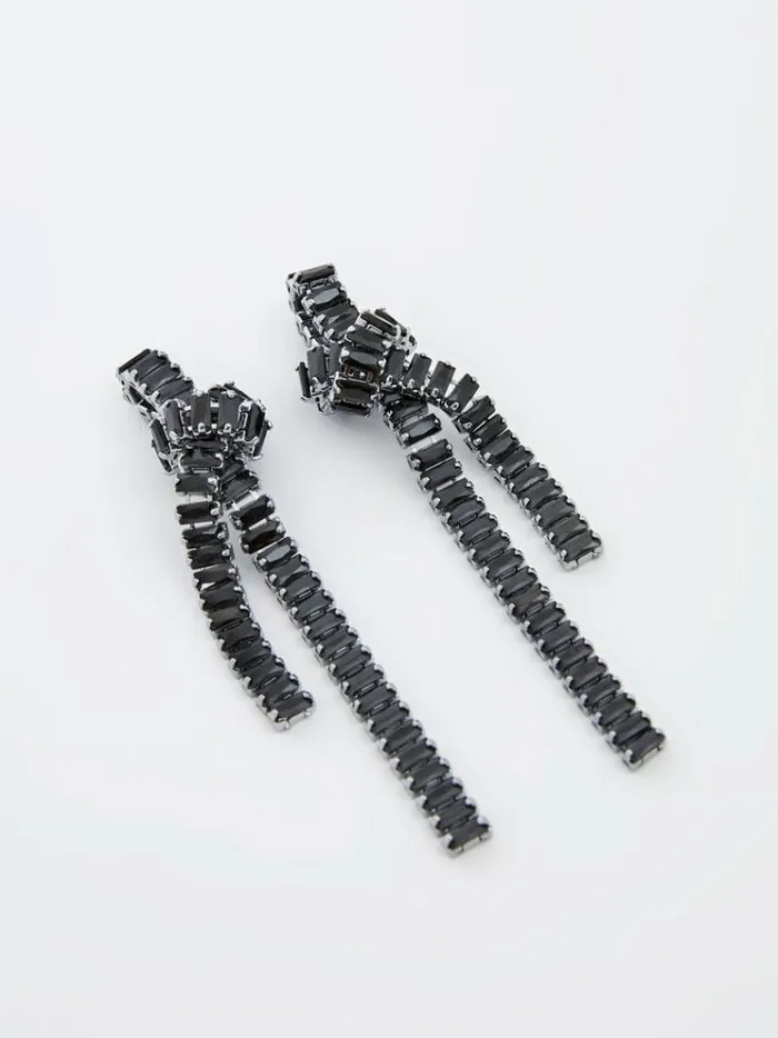 French Connection Jewellery Elongated Knot Earrings Black 8211 Woman