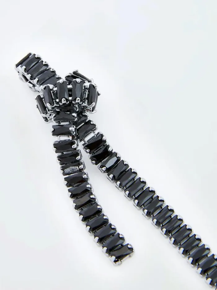 French Connection Jewellery Elongated Knot Earrings Black 8211 Woman