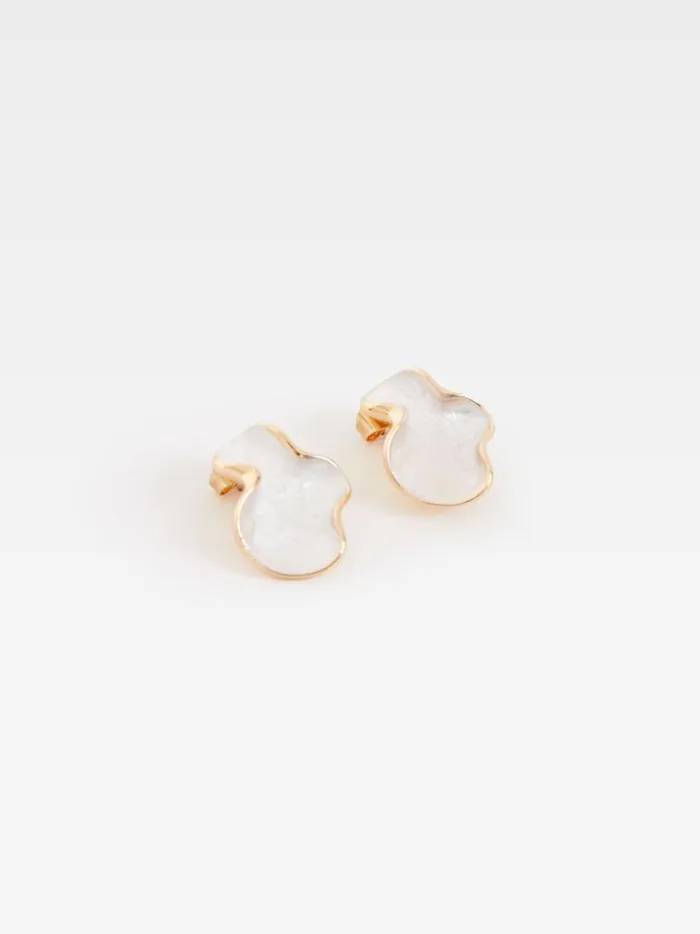 French Connection Jewellery Irregular Oval Earrings Whitegold 8211 Woman