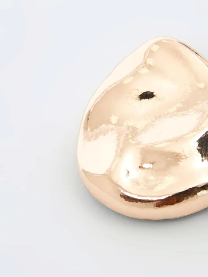French Connection Jewellery Irregular Pebble Stud Earrings Gold 8211 Woman