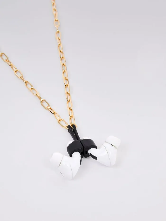French Connection Jewellery Large Link Headphones Holder Chain Goldblack 8211 Woman French Connection Jewellery Large Link Headphones Holder Chain Goldblack 8211 Woman