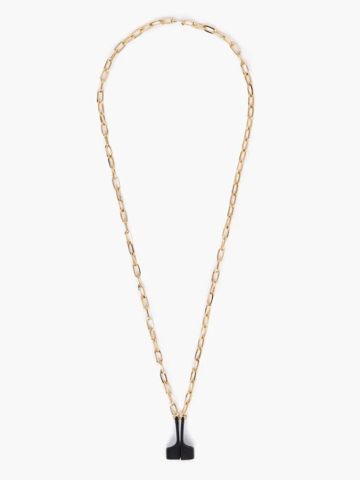 French Connection Jewellery Large Link Headphones Holder Chain Goldblack 8211 Woman