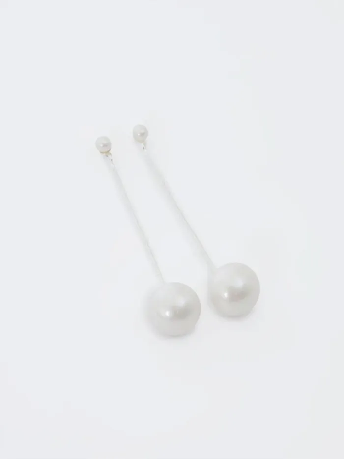French Connection Jewellery Pearl Dangle Drop Earrings Silver 8211 Woman
