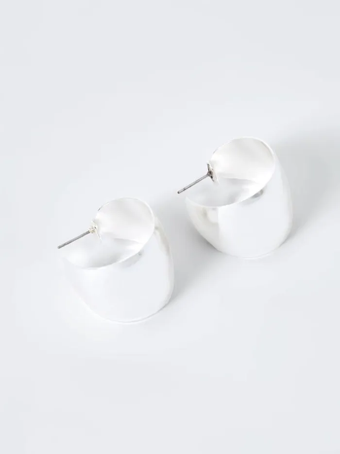 French Connection Jewellery Small Chunky Hoop Earrings Silver 8211 Woman