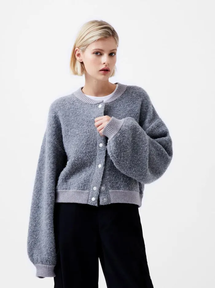French Connection Jumpers and Cardigans Melissa Knit Bomber Jacket Dove Grey Mel 8211 Woman