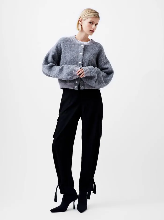 French Connection Jumpers and Cardigans Melissa Knit Bomber Jacket Dove Grey Mel 8211 Woman