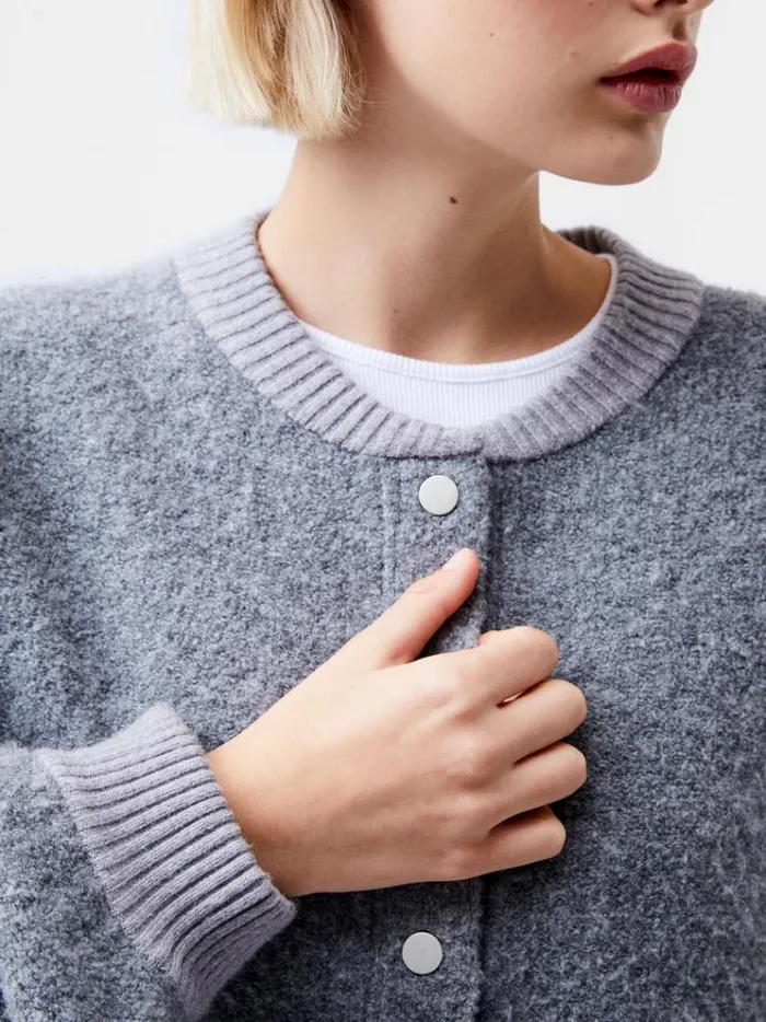 French Connection Jumpers and Cardigans Melissa Knit Bomber Jacket Dove Grey Mel 8211 Woman
