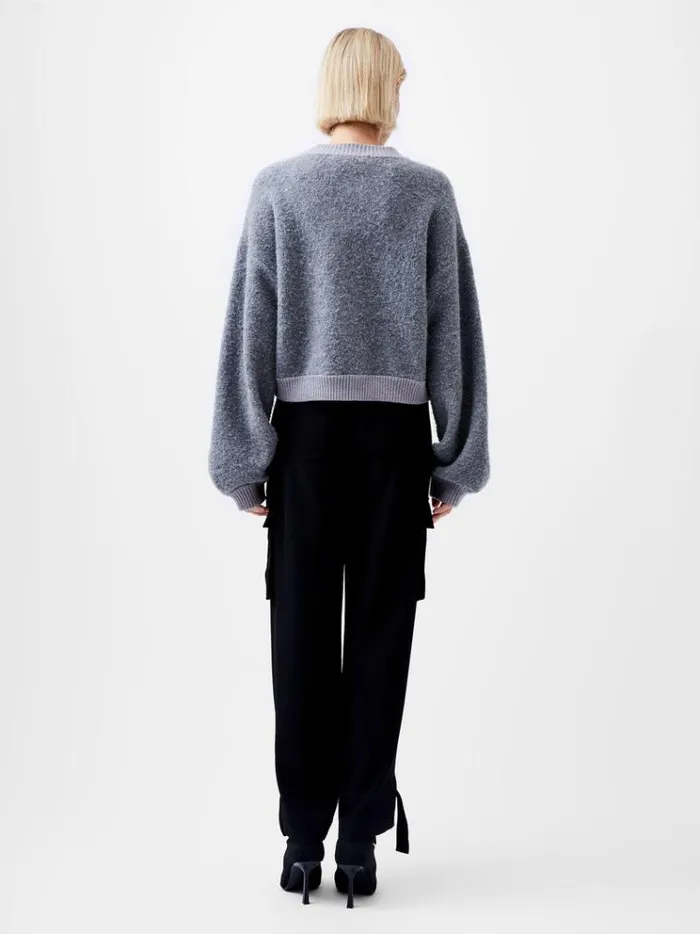 French Connection Jumpers and Cardigans Melissa Knit Bomber Jacket Dove Grey Mel 8211 Woman