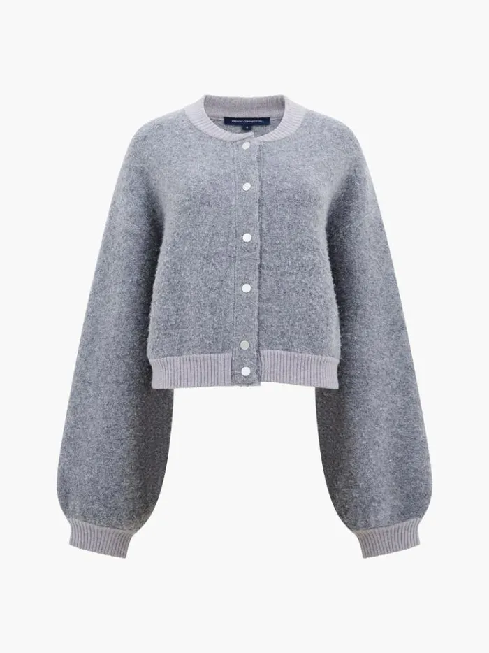 French Connection Jumpers and Cardigans Melissa Knit Bomber Jacket Dove Grey Mel 8211 Woman