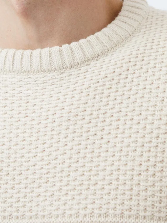 French Connection Knitwear Link Stitch Crew Neck Jumper Sand 8211 Man