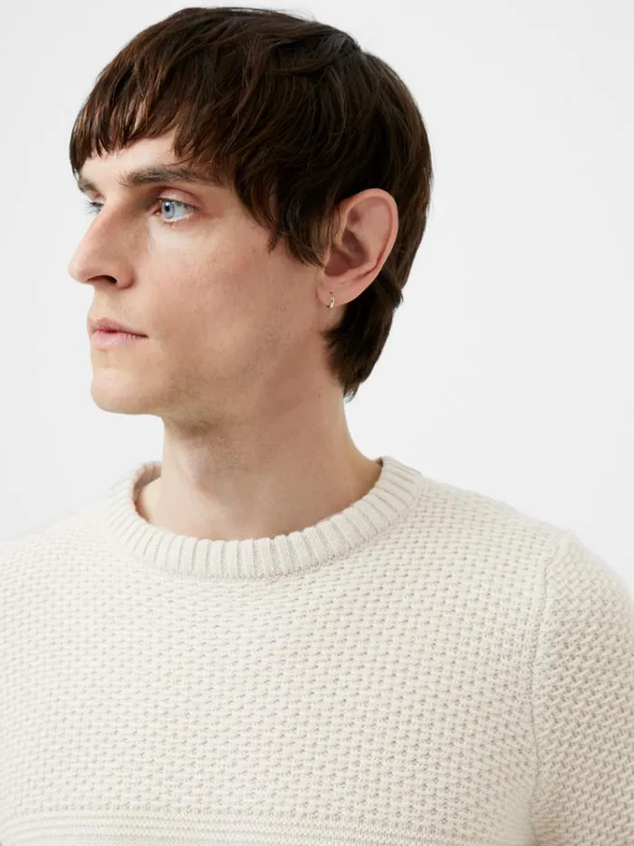 French Connection Knitwear Link Stitch Crew Neck Jumper Sand 8211 Man