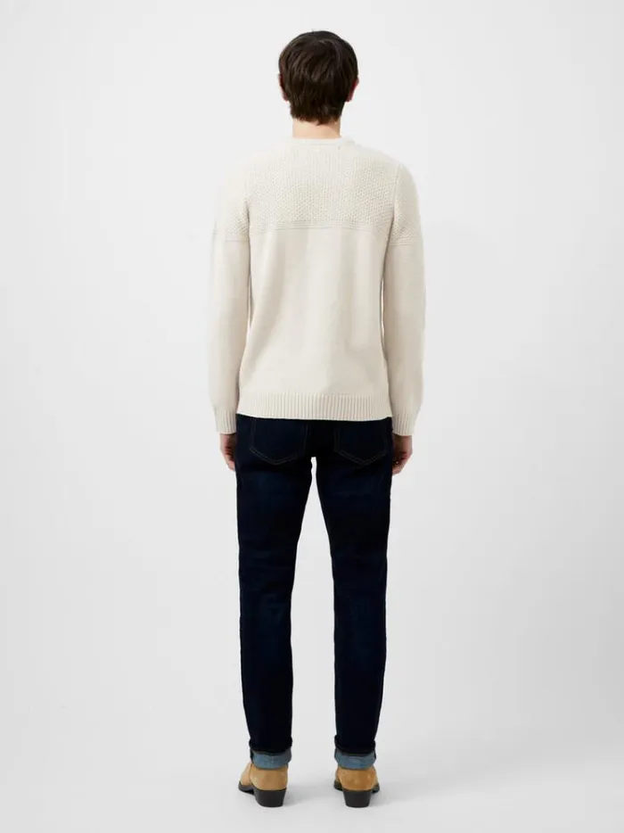 French Connection Knitwear Link Stitch Crew Neck Jumper Sand 8211 Man