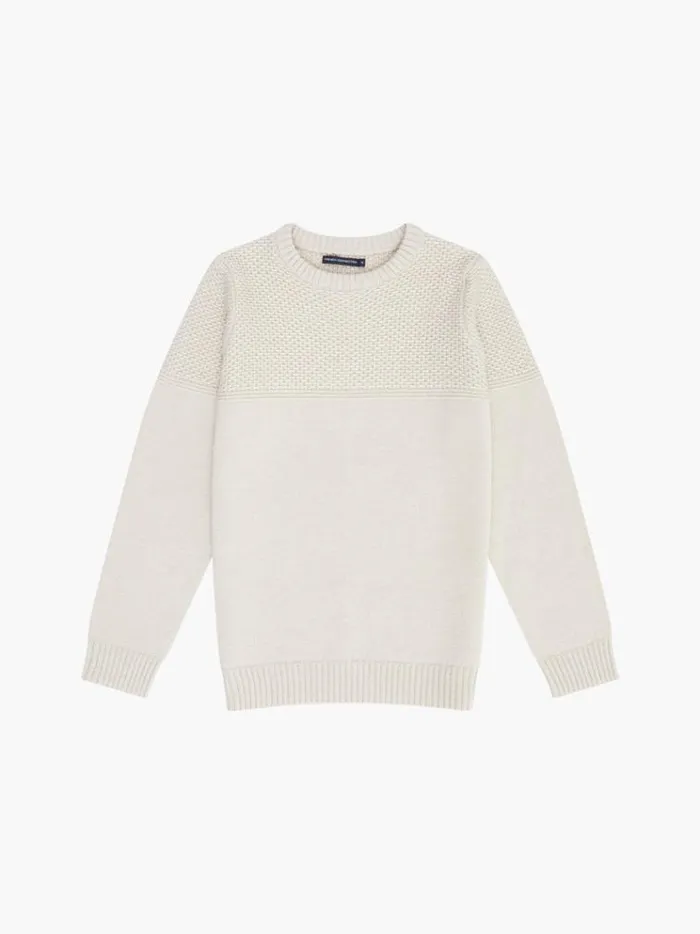 French Connection Knitwear Link Stitch Crew Neck Jumper Sand 8211 Man