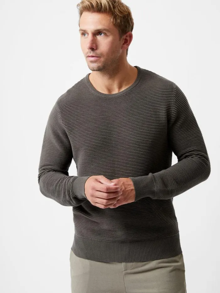 French Connection Knitwear Ottoman Jumper Khaki 8211 Man
